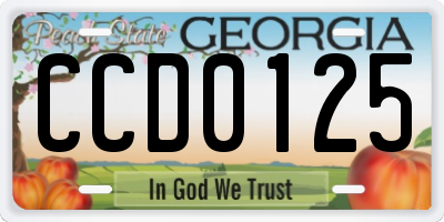 GA license plate CCD0125