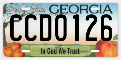 GA license plate CCD0126