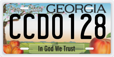 GA license plate CCD0128