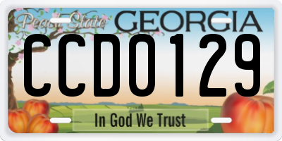 GA license plate CCD0129