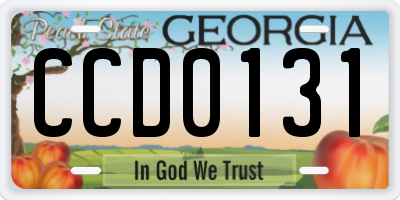 GA license plate CCD0131