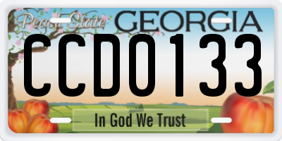 GA license plate CCD0133
