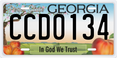 GA license plate CCD0134