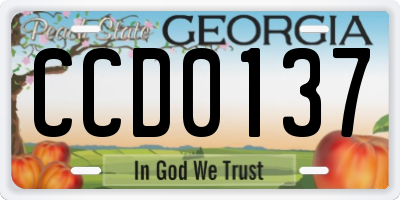 GA license plate CCD0137