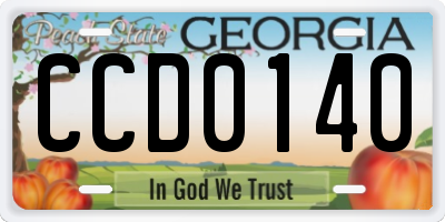 GA license plate CCD0140