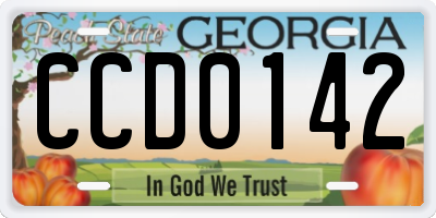 GA license plate CCD0142