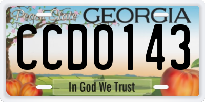 GA license plate CCD0143