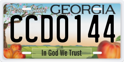 GA license plate CCD0144