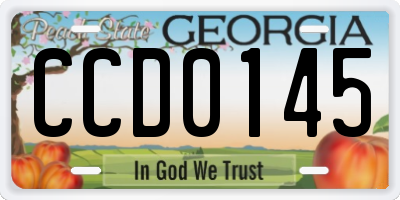 GA license plate CCD0145