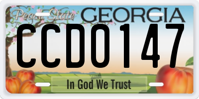 GA license plate CCD0147