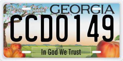 GA license plate CCD0149