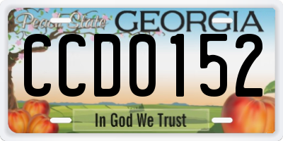 GA license plate CCD0152
