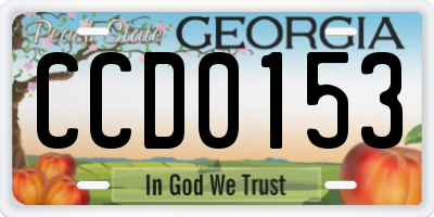 GA license plate CCD0153