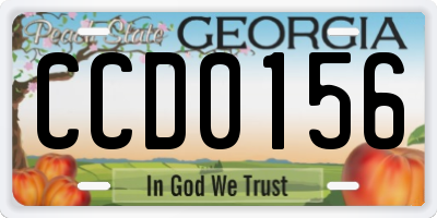 GA license plate CCD0156