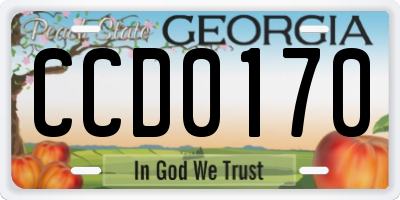 GA license plate CCD0170