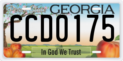 GA license plate CCD0175