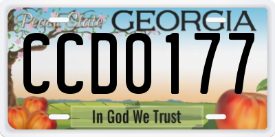 GA license plate CCD0177