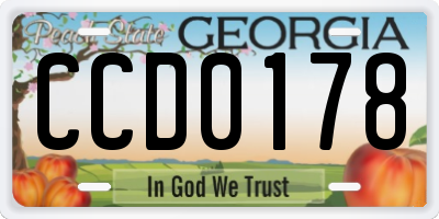 GA license plate CCD0178