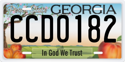 GA license plate CCD0182