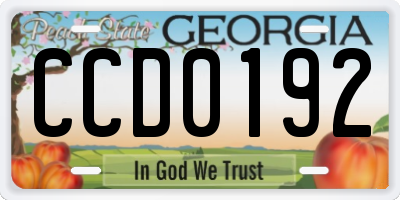 GA license plate CCD0192