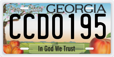 GA license plate CCD0195