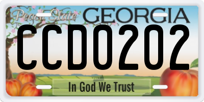 GA license plate CCD0202