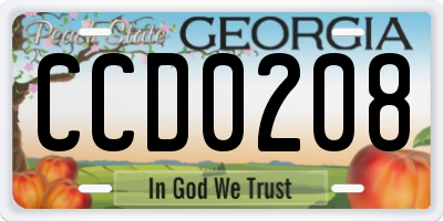 GA license plate CCD0208