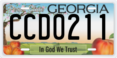 GA license plate CCD0211