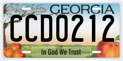 GA license plate CCD0212