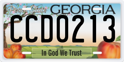 GA license plate CCD0213