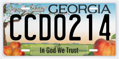 GA license plate CCD0214