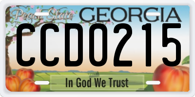 GA license plate CCD0215