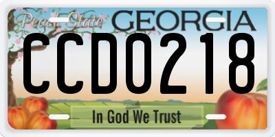 GA license plate CCD0218