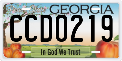 GA license plate CCD0219