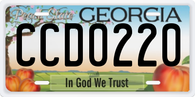 GA license plate CCD0220