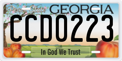 GA license plate CCD0223