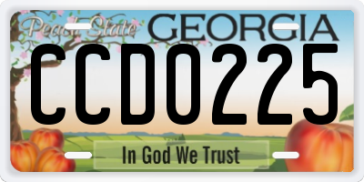 GA license plate CCD0225