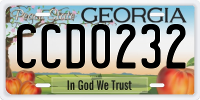 GA license plate CCD0232
