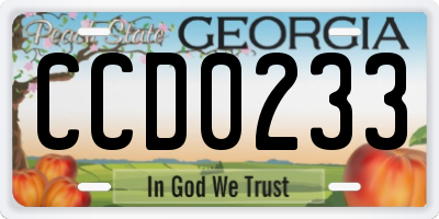 GA license plate CCD0233