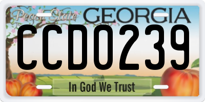 GA license plate CCD0239