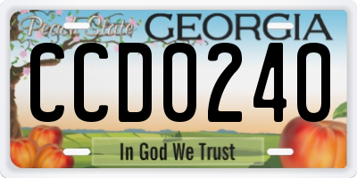 GA license plate CCD0240