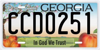 GA license plate CCD0251