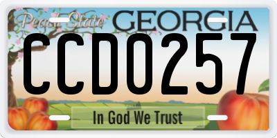 GA license plate CCD0257