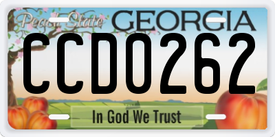 GA license plate CCD0262