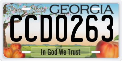 GA license plate CCD0263