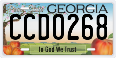 GA license plate CCD0268