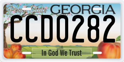 GA license plate CCD0282