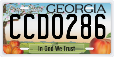 GA license plate CCD0286