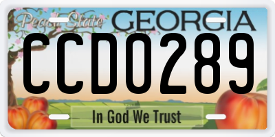 GA license plate CCD0289