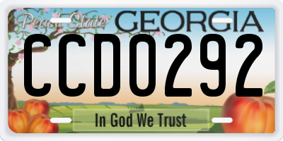 GA license plate CCD0292